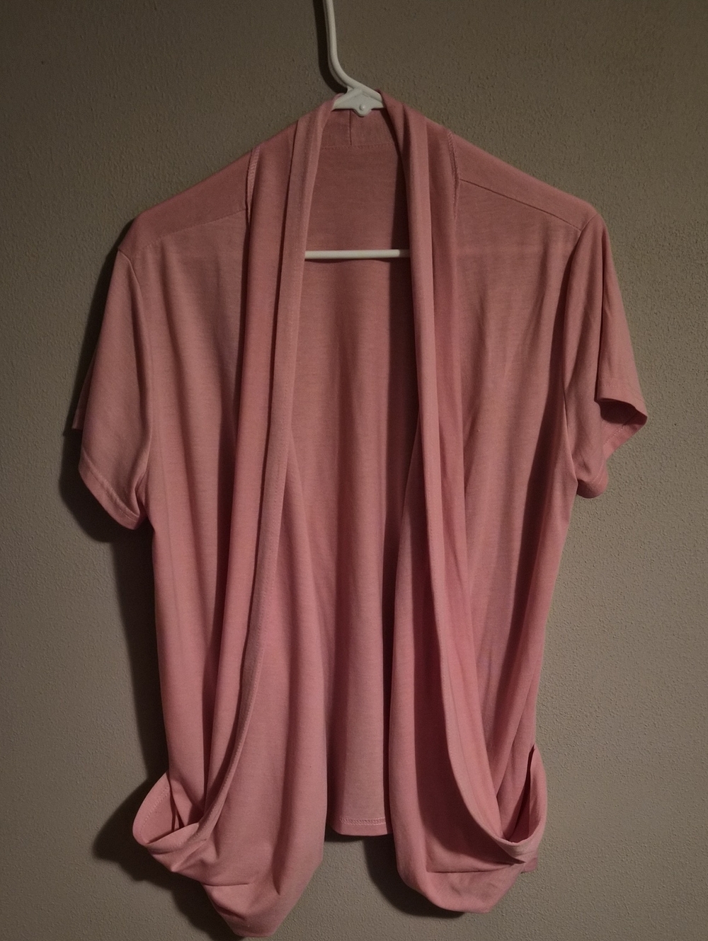 Women's Pink Open-Front Draped Cardigan